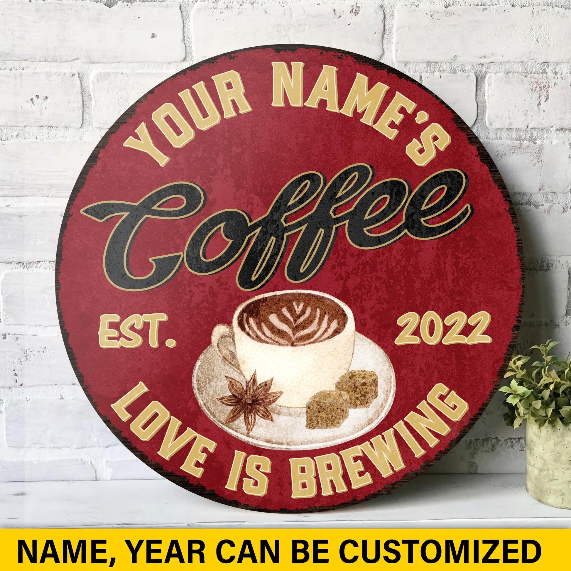 WODORO Custom Coffee Bar Vintage Wood Sign, Kitchen Decor Wall Art Plaque,  Personalized Gifts for Coffee Lovers, Espresso Cappuccino Latte Coffee 